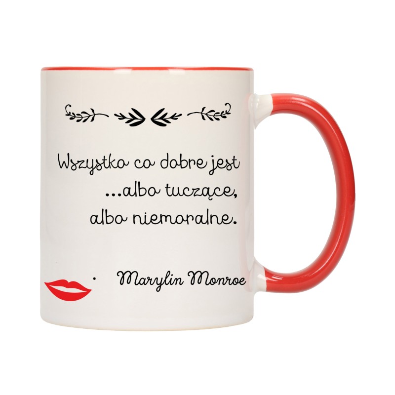 KUBEK KUBKI CZERWONY ŚRODEK UCHO ZNANE CYTATY CYTAT PREZENT W497