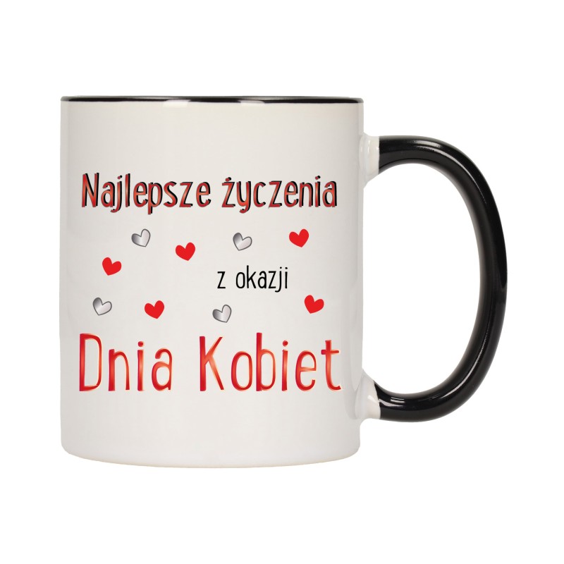 KUBEK KUBKI CZARNY ŚRODEK UCHO DZIEŃ KOBIET 8 MARCA PREZENT W375
