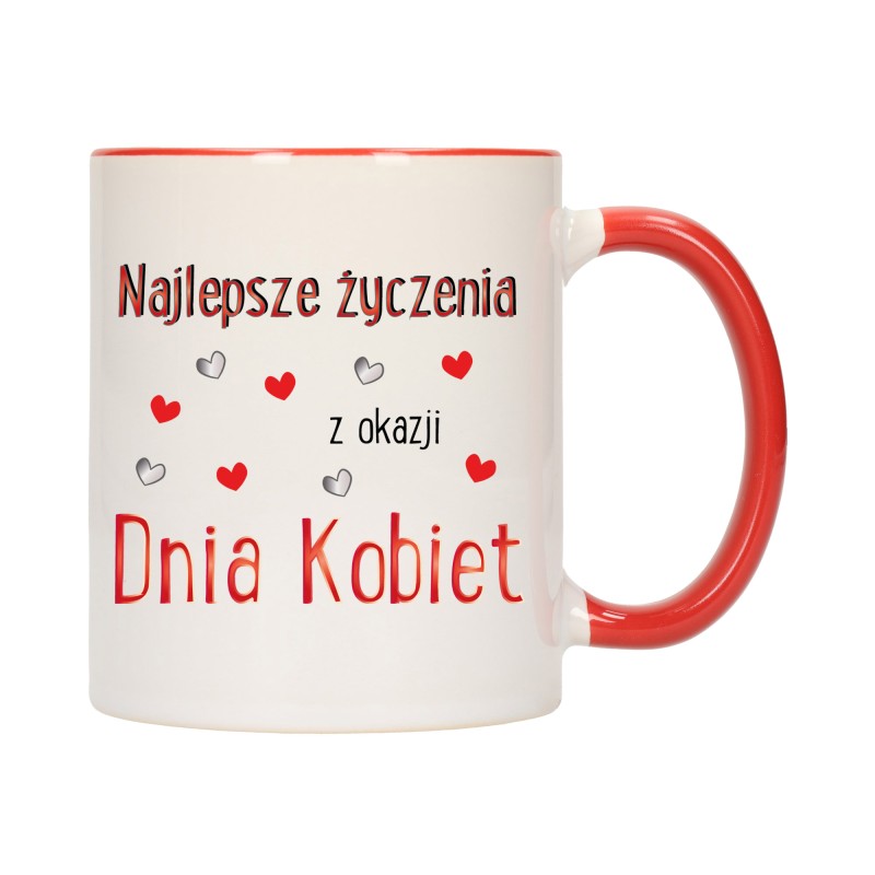 KUBEK KUBKI CZERWONY ŚRODEK UCHO DZIEŃ KOBIET 8 MARCA PREZENT W375