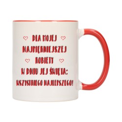 KUBEK KUBKI CZERWONY ŚRODEK UCHO DZIEŃ KOBIET 8 MARCA PREZENT W374