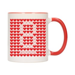 KUBEK KUBKI CZERWONY ŚRODEK UCHO DZIEŃ KOBIET 8 MARCA PREZENT W377