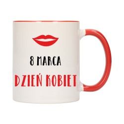 KUBEK KUBKI CZERWONY ŚRODEK UCHO DZIEŃ KOBIET 8 MARCA PREZENT W379