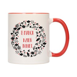 KUBEK KUBKI CZERWONY ŚRODEK UCHO DZIEŃ KOBIET 8 MARCA PREZENT W380
