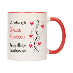 KUBEK KUBKI CZERWONY ŚRODEK UCHO DZIEŃ KOBIET 8 MARCA PREZENT W381