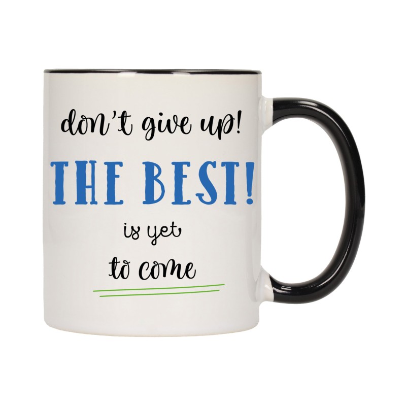 KUBEK KUBKI CZARNY ŚRODEK UCHO NAPIS MOTYWUJĄCY MOTYWACJA PREZENT W549