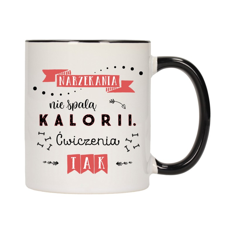 KUBEK KUBKI CZARNY ŚRODEK UCHO NAPIS MOTYWUJĄCY MOTYWACJA PREZENT W393