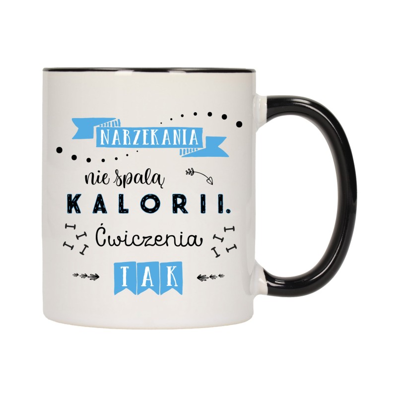 KUBEK KUBKI CZARNY ŚRODEK UCHO NAPIS MOTYWUJĄCY MOTYWACJA PREZENT W392