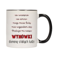 KUBEK KUBKI CZARNY ŚRODEK UCHO NAPIS MOTYWUJĄCY MOTYWACJA PREZENT W387