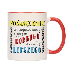 KUBEK KUBKI CZERWONY ŚRODEK UCHO NAPIS MOTYWUJĄCY MOTYWACJA PREZENT W454