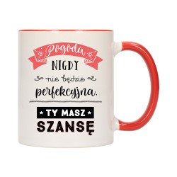 KUBEK KUBKI CZERWONY ŚRODEK UCHO NAPIS MOTYWUJĄCY MOTYWACJA PREZENT W398