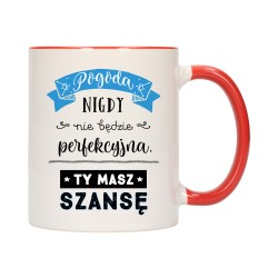 KUBEK KUBKI CZERWONY ŚRODEK UCHO NAPIS MOTYWUJĄCY MOTYWACJA PREZENT W397