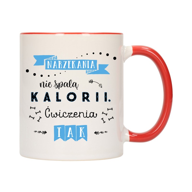 KUBEK KUBKI CZERWONY ŚRODEK UCHO NAPIS MOTYWUJĄCY MOTYWACJA PREZENT W392