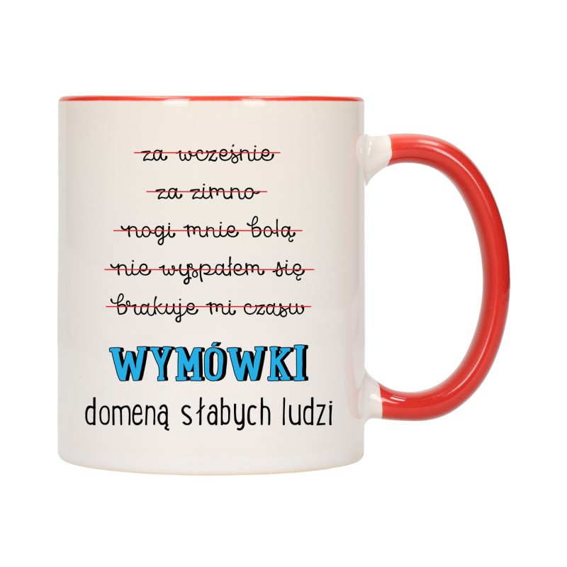 KUBEK KUBKI CZERWONY ŚRODEK UCHO NAPIS MOTYWUJĄCY MOTYWACJA PREZENT W388