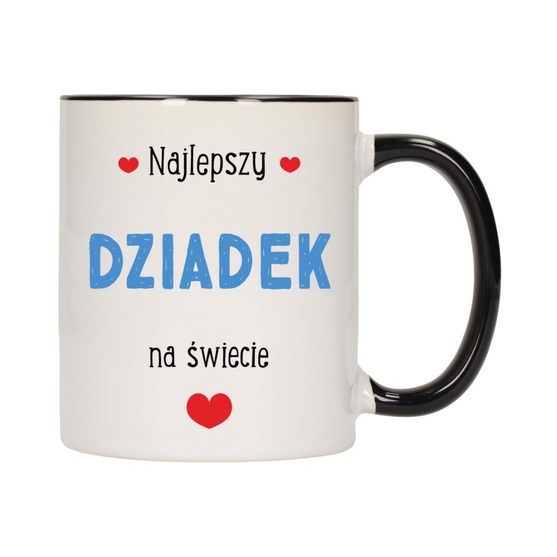 KUBEK KUBKI CZARNY ŚRODEK UCHO DLA DZIEŃ BABCI DZIADKA PREZENT W345