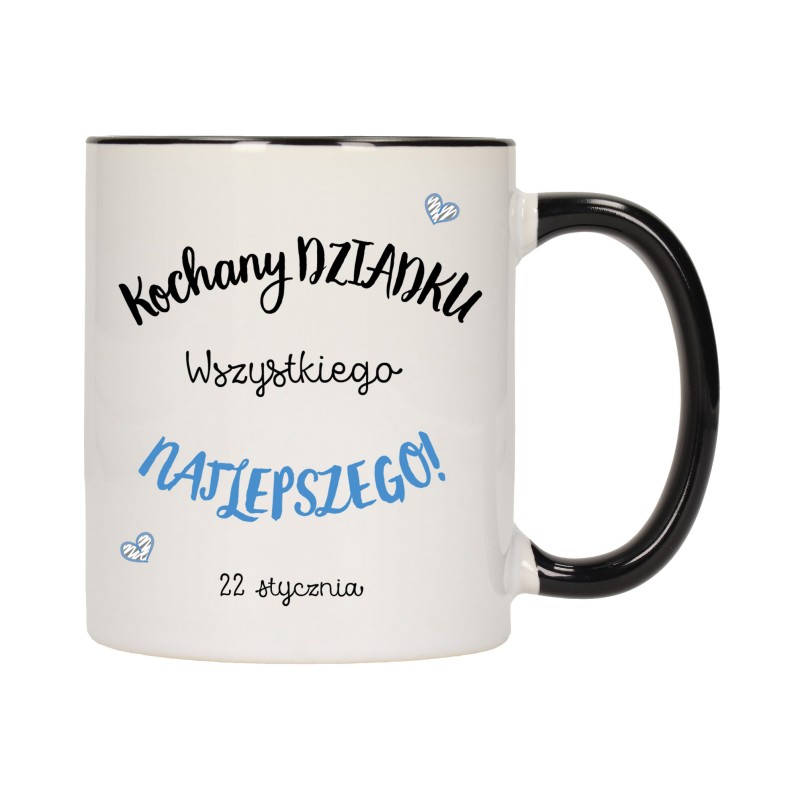 KUBEK KUBKI CZARNY ŚRODEK UCHO DLA DZIEŃ BABCI DZIADKA PREZENT W346