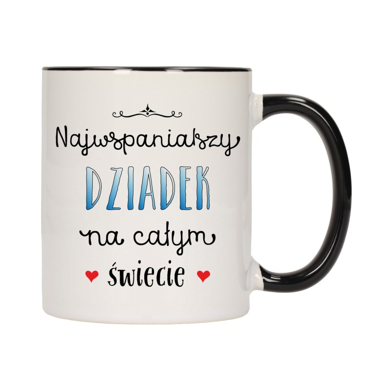 KUBEK KUBKI CZARNY ŚRODEK UCHO DLA DZIEŃ BABCI DZIADKA PREZENT W349