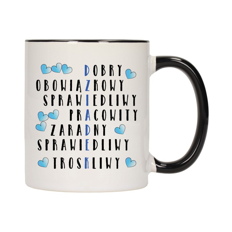 KUBEK KUBKI CZARNY ŚRODEK UCHO DLA DZIEŃ BABCI DZIADKA PREZENT W350