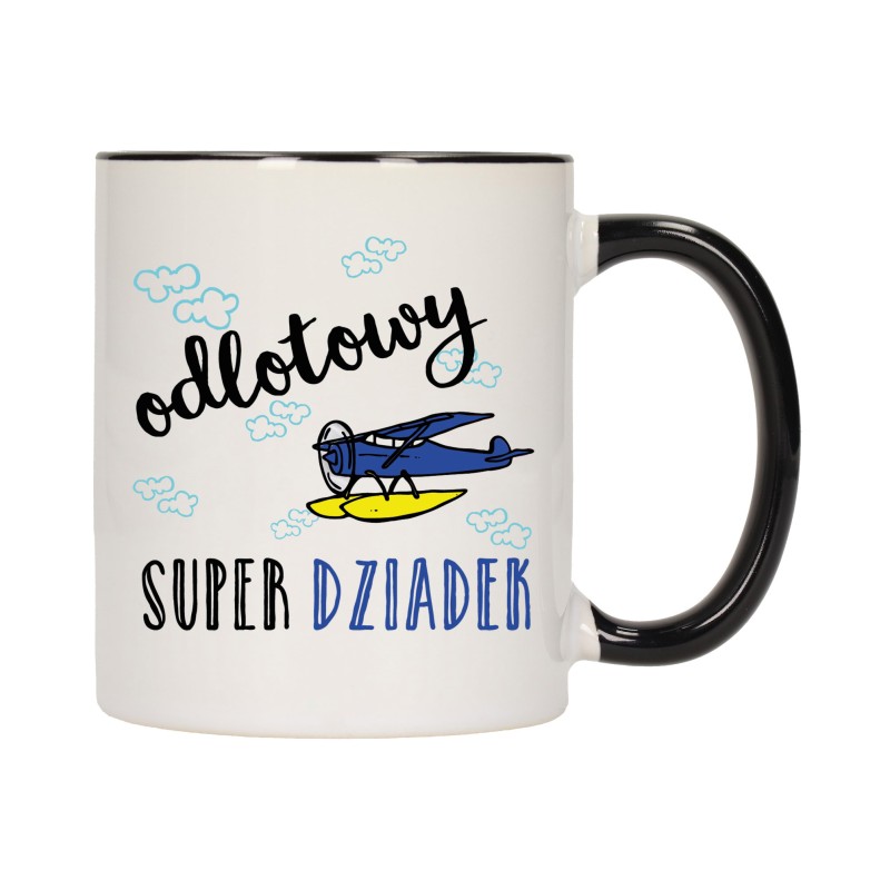 KUBEK KUBKI CZARNY ŚRODEK UCHO DLA DZIEŃ BABCI DZIADKA PREZENT W351