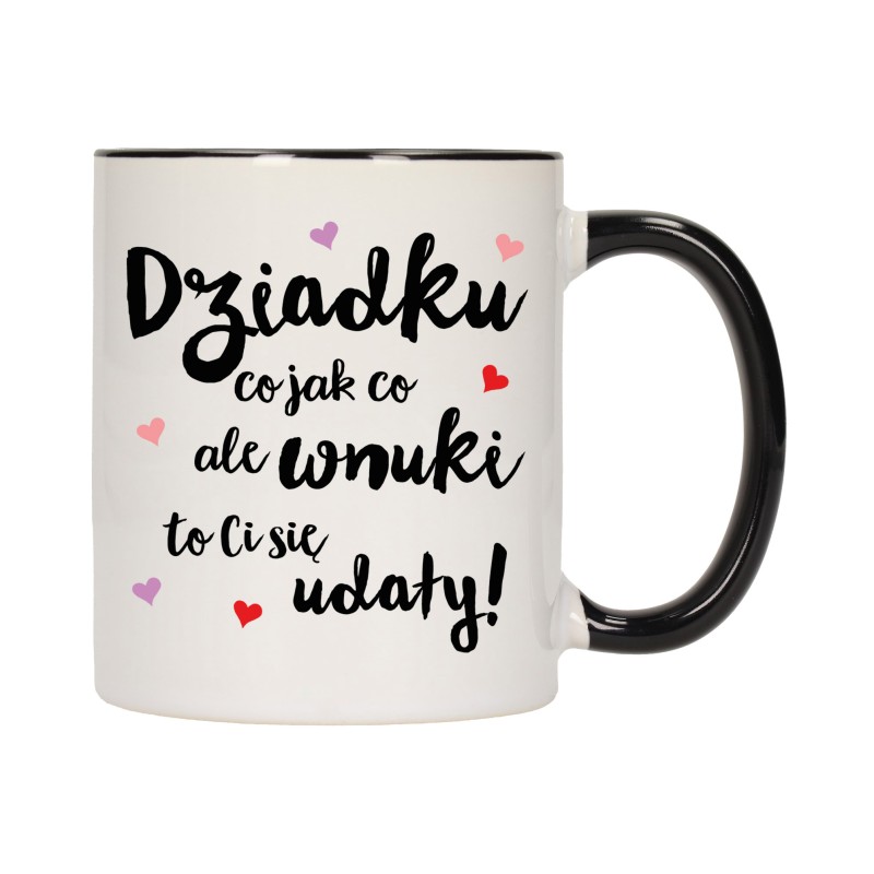 KUBEK KUBKI CZARNY ŚRODEK UCHO DLA DZIEŃ BABCI DZIADKA PREZENT W353