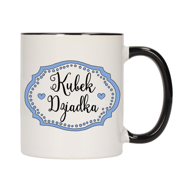 KUBEK KUBKI CZARNY ŚRODEK UCHO DLA DZIEŃ BABCI DZIADKA PREZENT W354