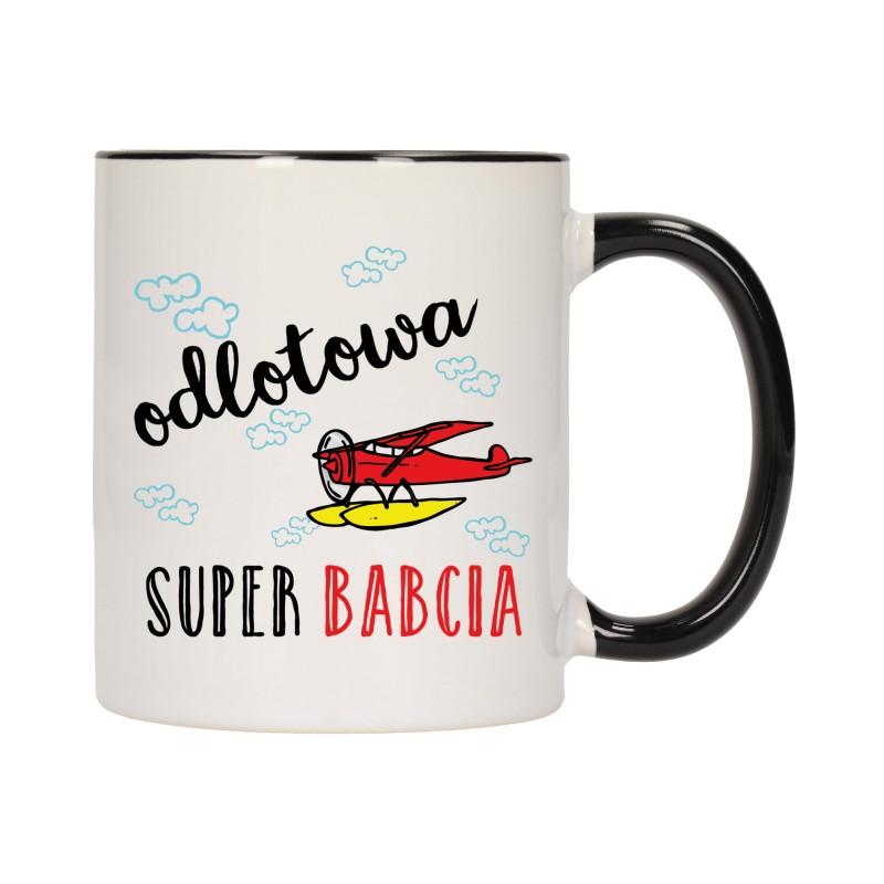 KUBEK KUBKI CZARNY ŚRODEK UCHO DLA DZIEŃ BABCI DZIADKA PREZENT W341