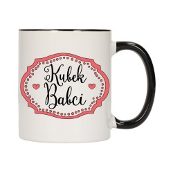 KUBEK KUBKI CZARNY ŚRODEK UCHO DLA DZIEŃ BABCI DZIADKA PREZENT W344