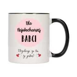 KUBEK KUBKI CZARNY ŚRODEK UCHO DLA DZIEŃ BABCI DZIADKA PREZENT W337