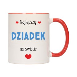 KUBEK KUBKI CZERWONY ŚRODEK UCHO DLA DZIEŃ BABCI DZIADKA PREZENT W345