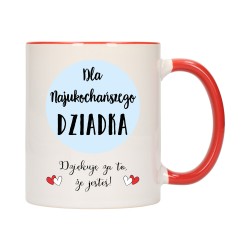 KUBEK KUBKI CZERWONY ŚRODEK UCHO DLA DZIEŃ BABCI DZIADKA PREZENT W347