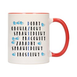 KUBEK KUBKI CZERWONY ŚRODEK UCHO DLA DZIEŃ BABCI DZIADKA PREZENT W350