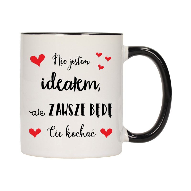 KUBEK KUBKI CZARNY ŚRODEK UCHO DLA NIEJ NIEGO WALENTYNKI PREZENT W364