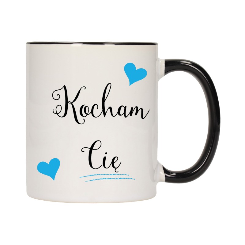 KUBEK KUBKI CZARNY ŚRODEK UCHO DLA NIEJ NIEGO WALENTYNKI PREZENT W365