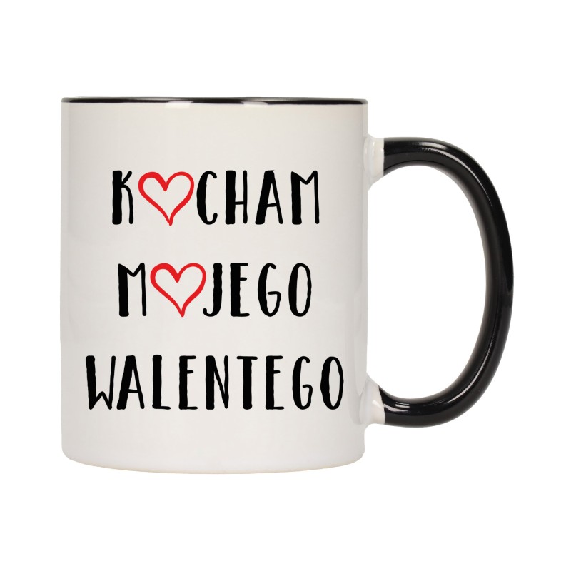 KUBEK KUBKI CZARNY ŚRODEK UCHO DLA NIEJ NIEGO WALENTYNKI PREZENT W356