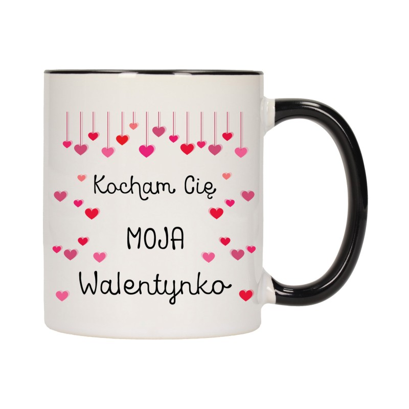 KUBEK KUBKI CZARNY ŚRODEK UCHO DLA NIEJ NIEGO WALENTYNKI PREZENT W361