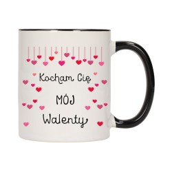 KUBEK KUBKI CZARNY ŚRODEK UCHO DLA NIEJ NIEGO WALENTYNKI PREZENT W360