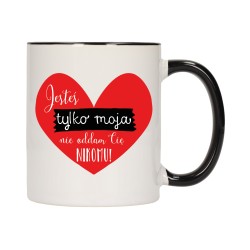 KUBEK KUBKI CZARNY ŚRODEK UCHO DLA NIEJ NIEGO WALENTYNKI PREZENT W371