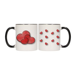 KUBEK KUBKI CZARNY ŚRODEK UCHO DLA NIEJ NIEGO WALENTYNKI PREZENT W85