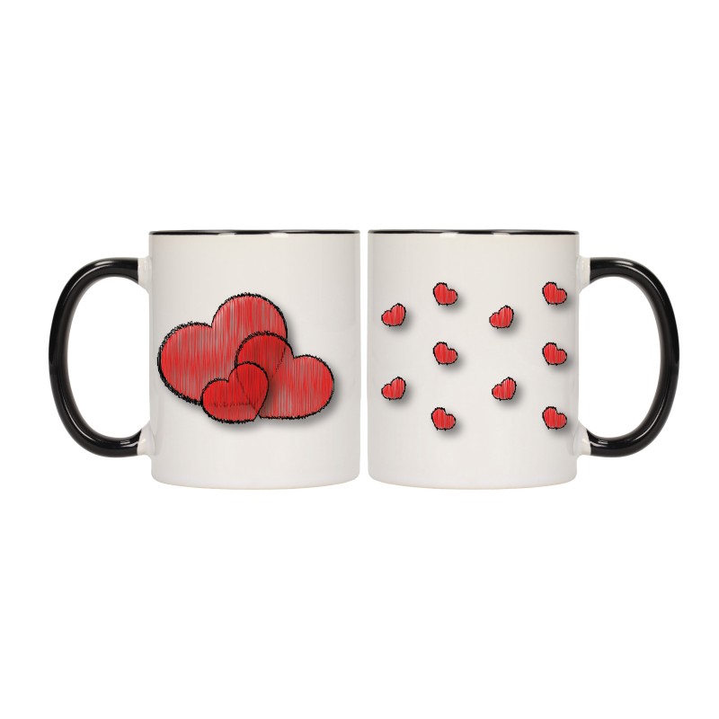 KUBEK KUBKI CZARNY ŚRODEK UCHO DLA NIEJ NIEGO WALENTYNKI PREZENT W85