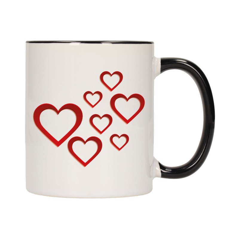 KUBEK KUBKI CZARNY ŚRODEK UCHO DLA NIEJ NIEGO WALENTYNKI PREZENT W12