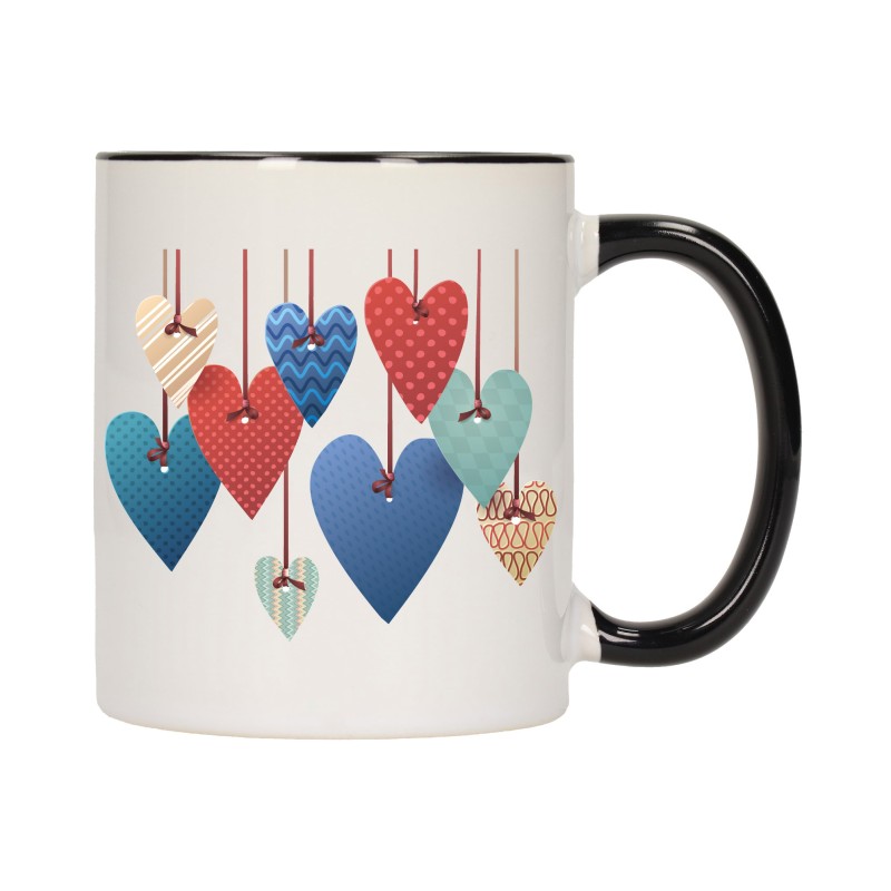 KUBEK KUBKI CZARNY ŚRODEK UCHO DLA NIEJ NIEGO WALENTYNKI PREZENT W2