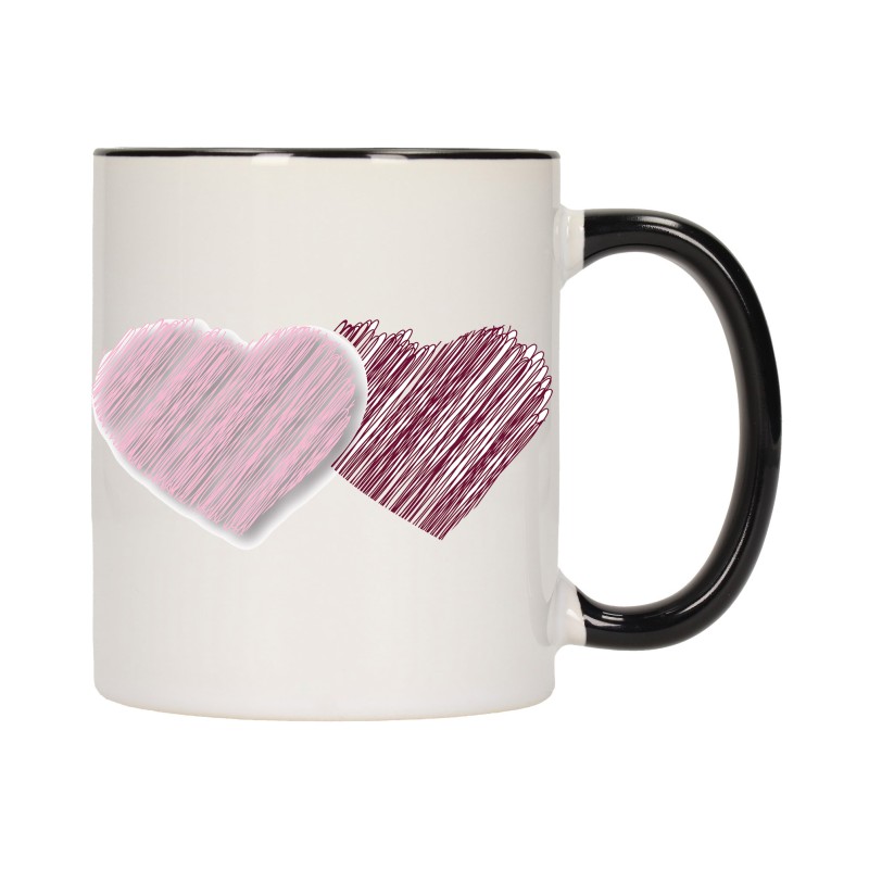 KUBEK KUBKI CZARNY ŚRODEK UCHO DLA NIEJ NIEGO WALENTYNKI PREZENT W14