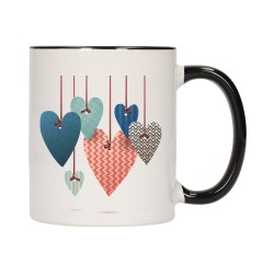 KUBEK KUBKI CZARNY ŚRODEK UCHO DLA NIEJ NIEGO WALENTYNKI PREZENT W4