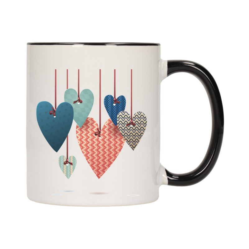 KUBEK KUBKI CZARNY ŚRODEK UCHO DLA NIEJ NIEGO WALENTYNKI PREZENT W4