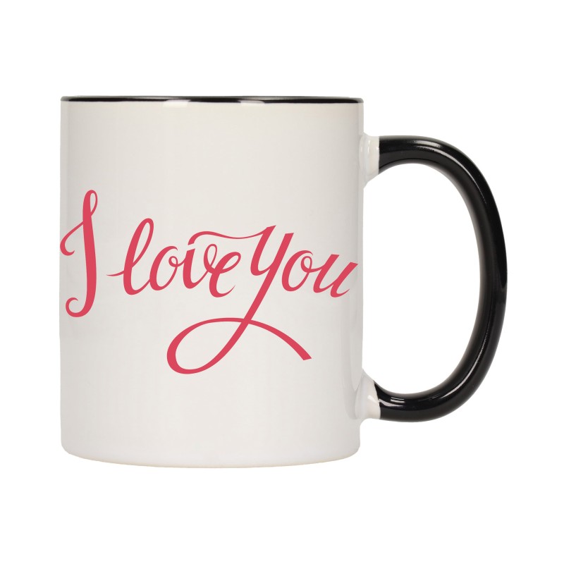 KUBEK KUBKI CZARNY ŚRODEK UCHO DLA NIEJ NIEGO WALENTYNKI PREZENT W13