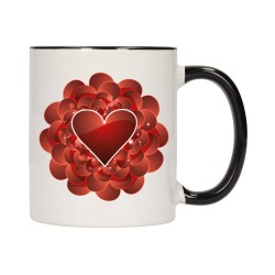 KUBEK KUBKI CZARNY ŚRODEK UCHO DLA NIEJ NIEGO WALENTYNKI PREZENT W11