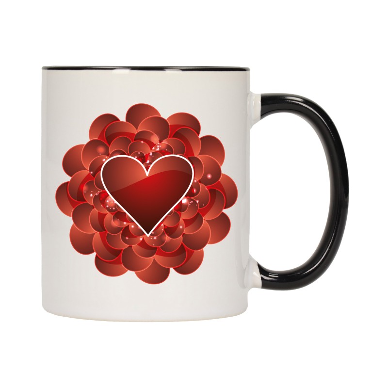 KUBEK KUBKI CZARNY ŚRODEK UCHO DLA NIEJ NIEGO WALENTYNKI PREZENT W11