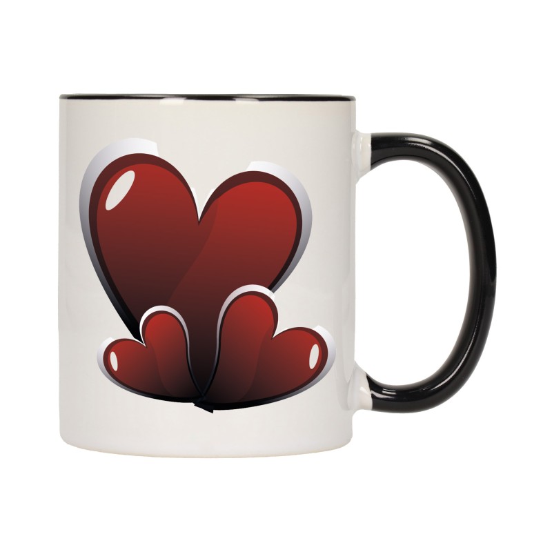 KUBEK KUBKI CZARNY ŚRODEK UCHO DLA NIEJ NIEGO WALENTYNKI PREZENT W8