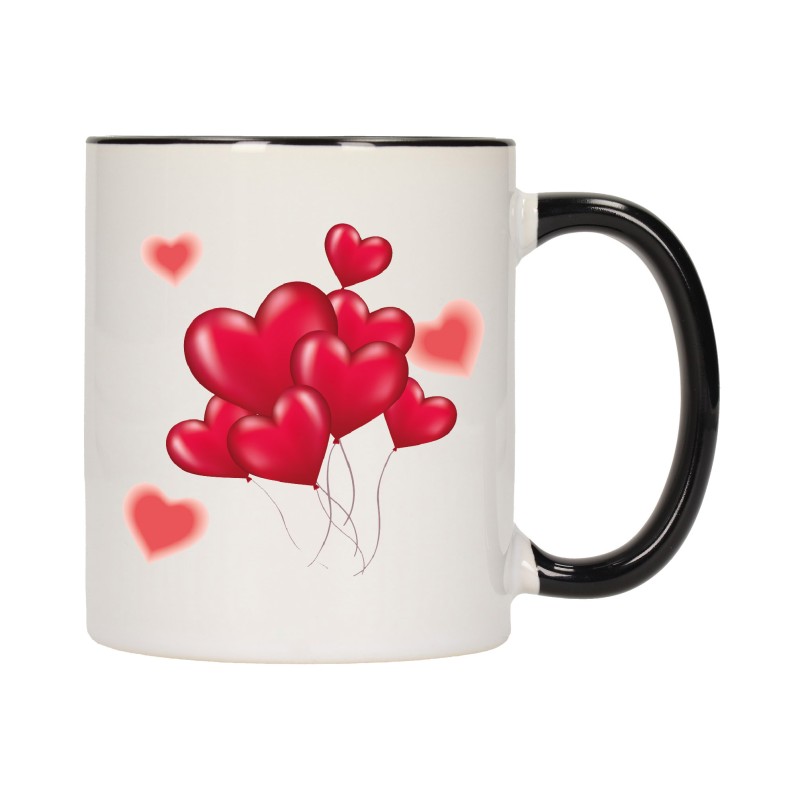 KUBEK KUBKI CZARNY ŚRODEK UCHO DLA NIEJ NIEGO WALENTYNKI PREZENT W7