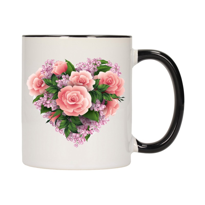 KUBEK KUBKI CZARNY ŚRODEK UCHO DLA NIEJ NIEGO WALENTYNKI PREZENT W9