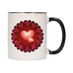 KUBEK KUBKI CZARNY ŚRODEK UCHO DLA NIEJ NIEGO WALENTYNKI PREZENT W15